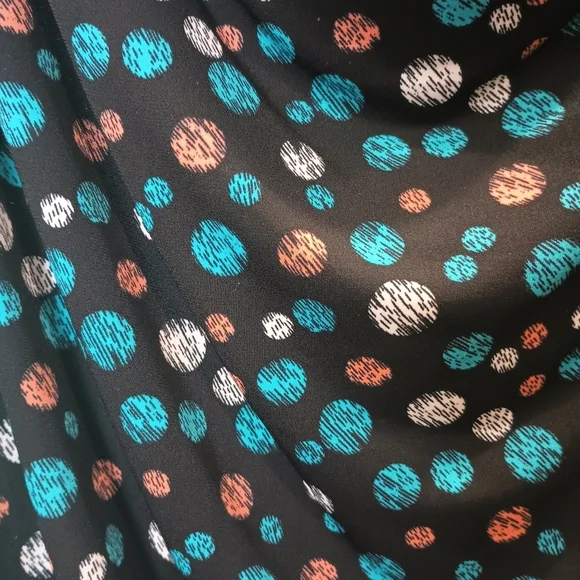 Worthington Black Swoop Neck Multi Color Polka Dot Shirt Sleeve Top Size XL - Picture 2 of 6